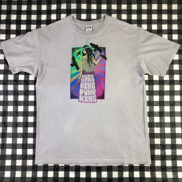 Anvil Other - Smashing Pumpkins 2008 Tour Rock Band Grey Lavender Hand Dye Music T shirt XL